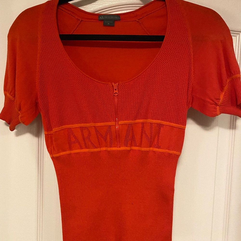 Armani Exchange Vibrant Orange Short Sleeve Top